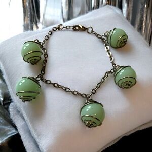Retro Vintage Green Marble Charm Bracelet